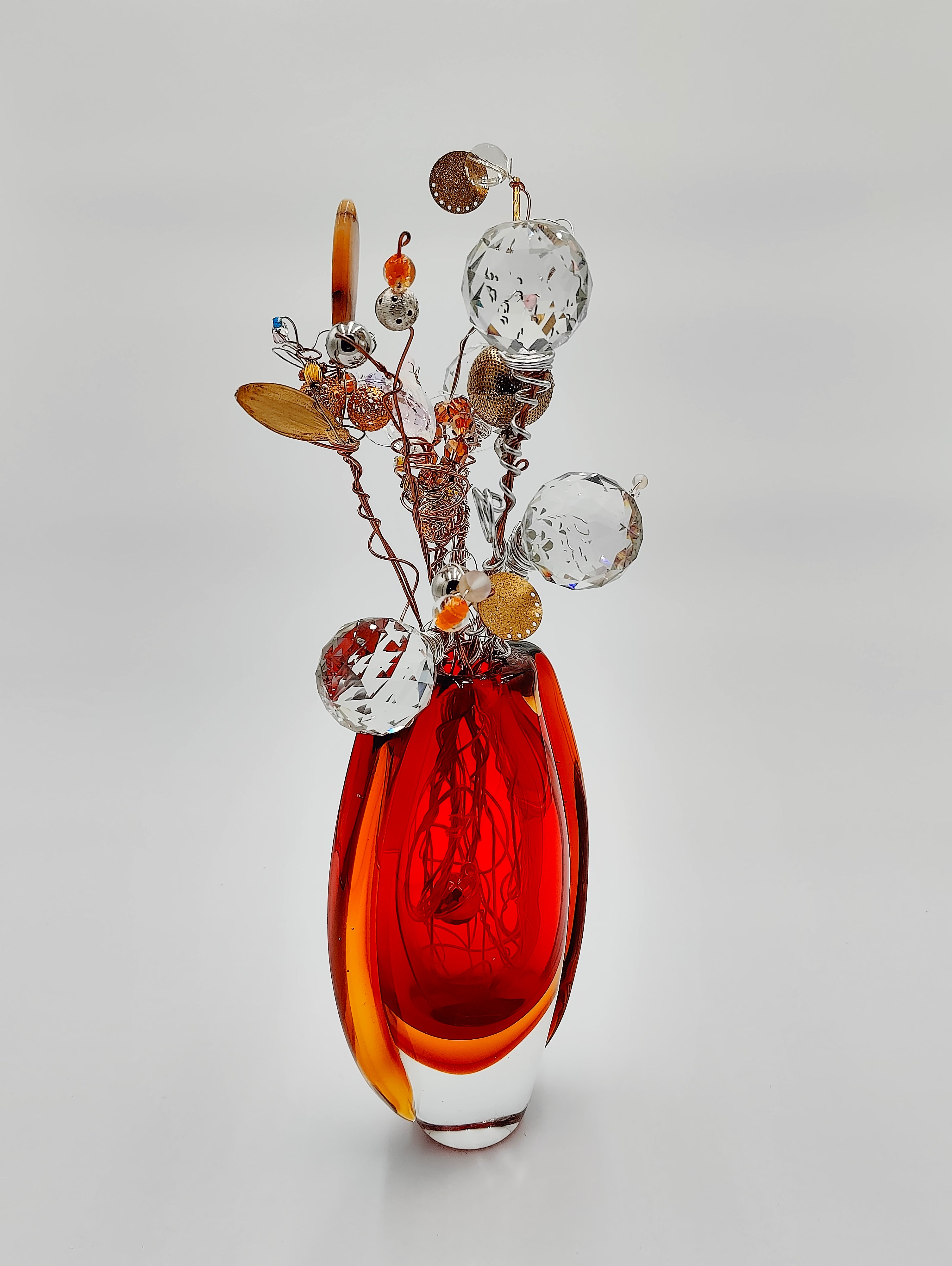 red flora sculpture