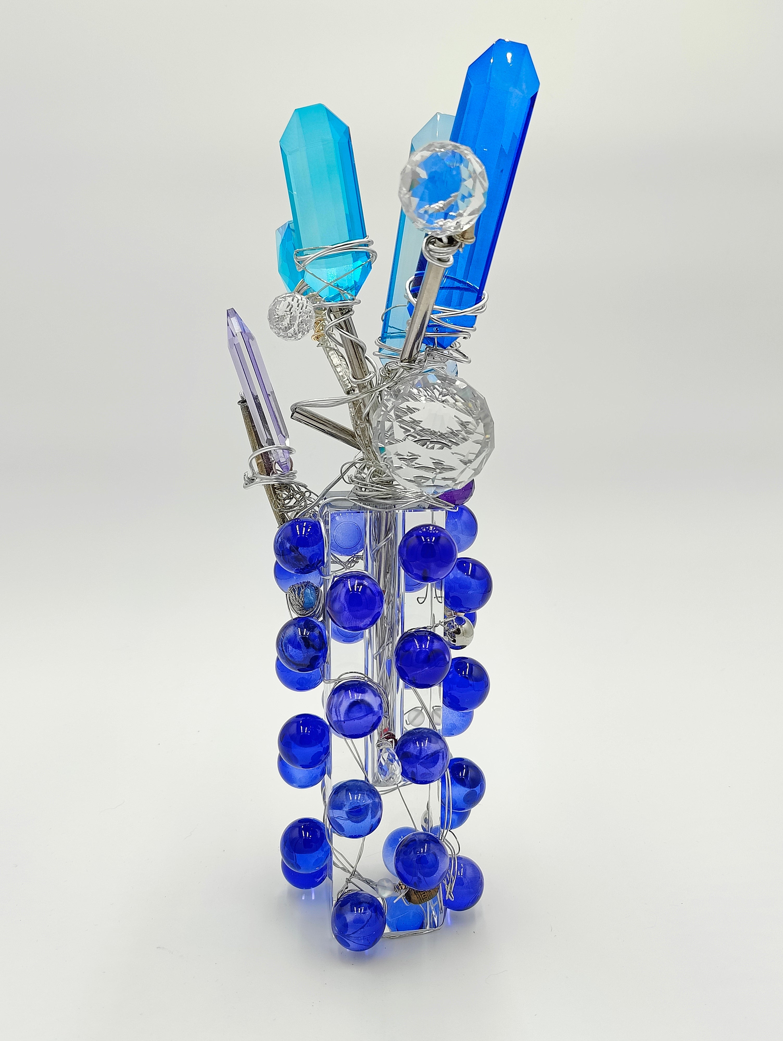 Blue Crystal Flora Sculpture