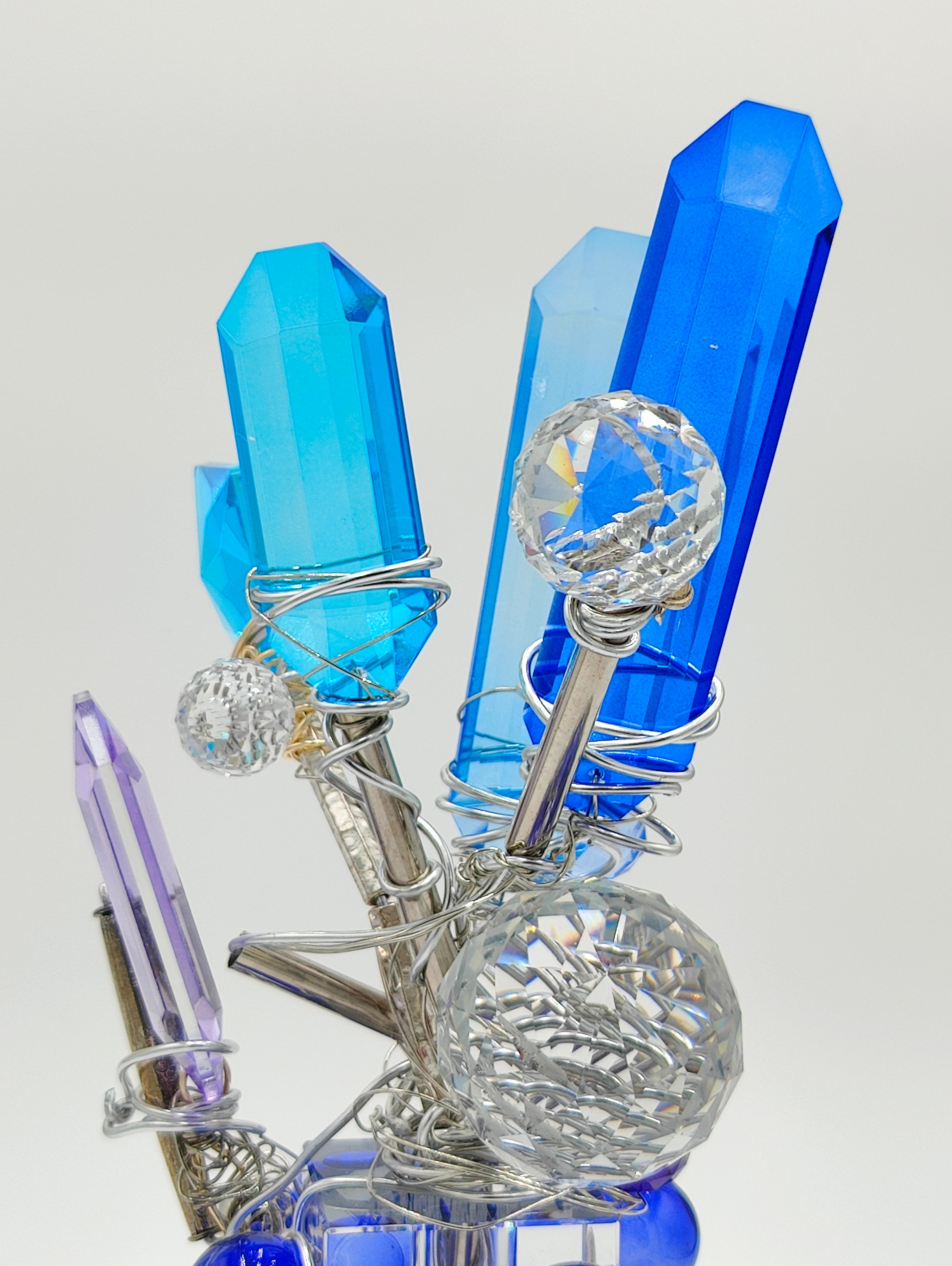 Blue Crystal Flora Sculpture