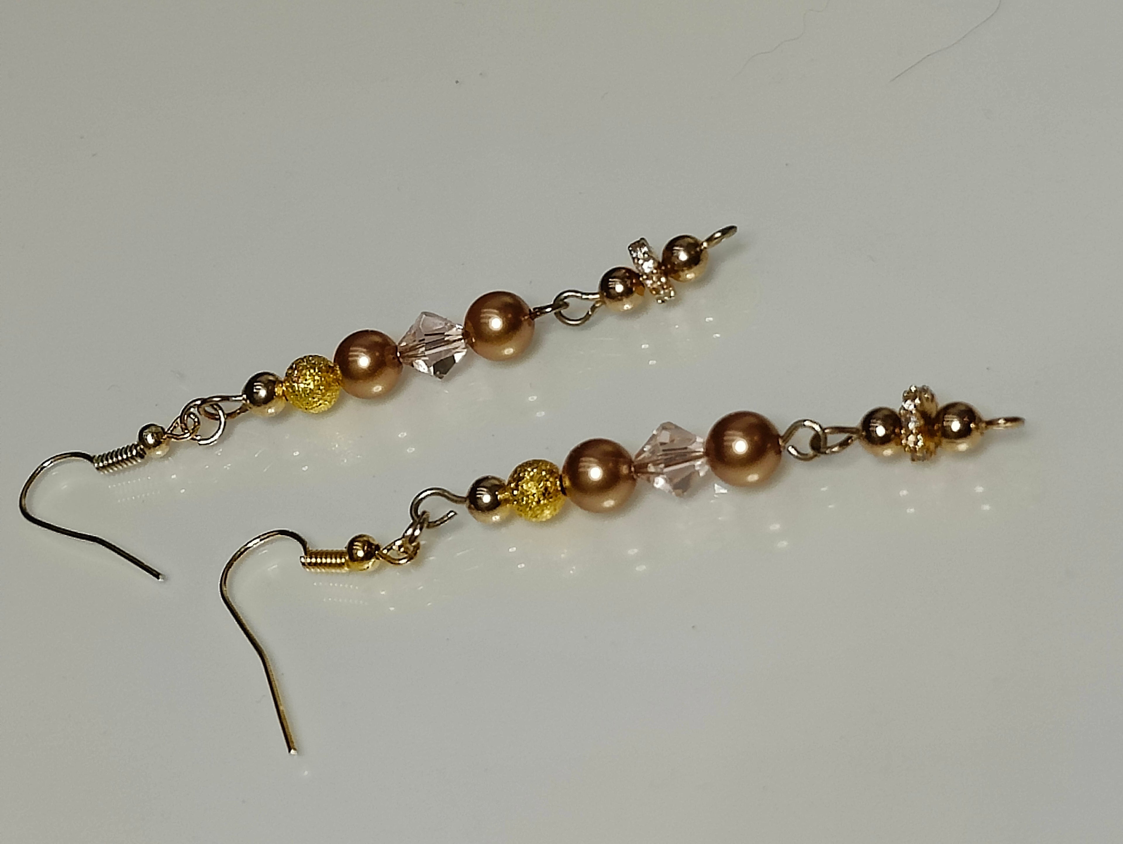 Bronze and Gold Crystal Earrings