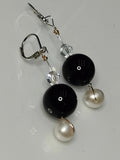 Onyx and Pearl Drops Earrings
