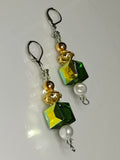 Green Crystal and Pearls Earrings