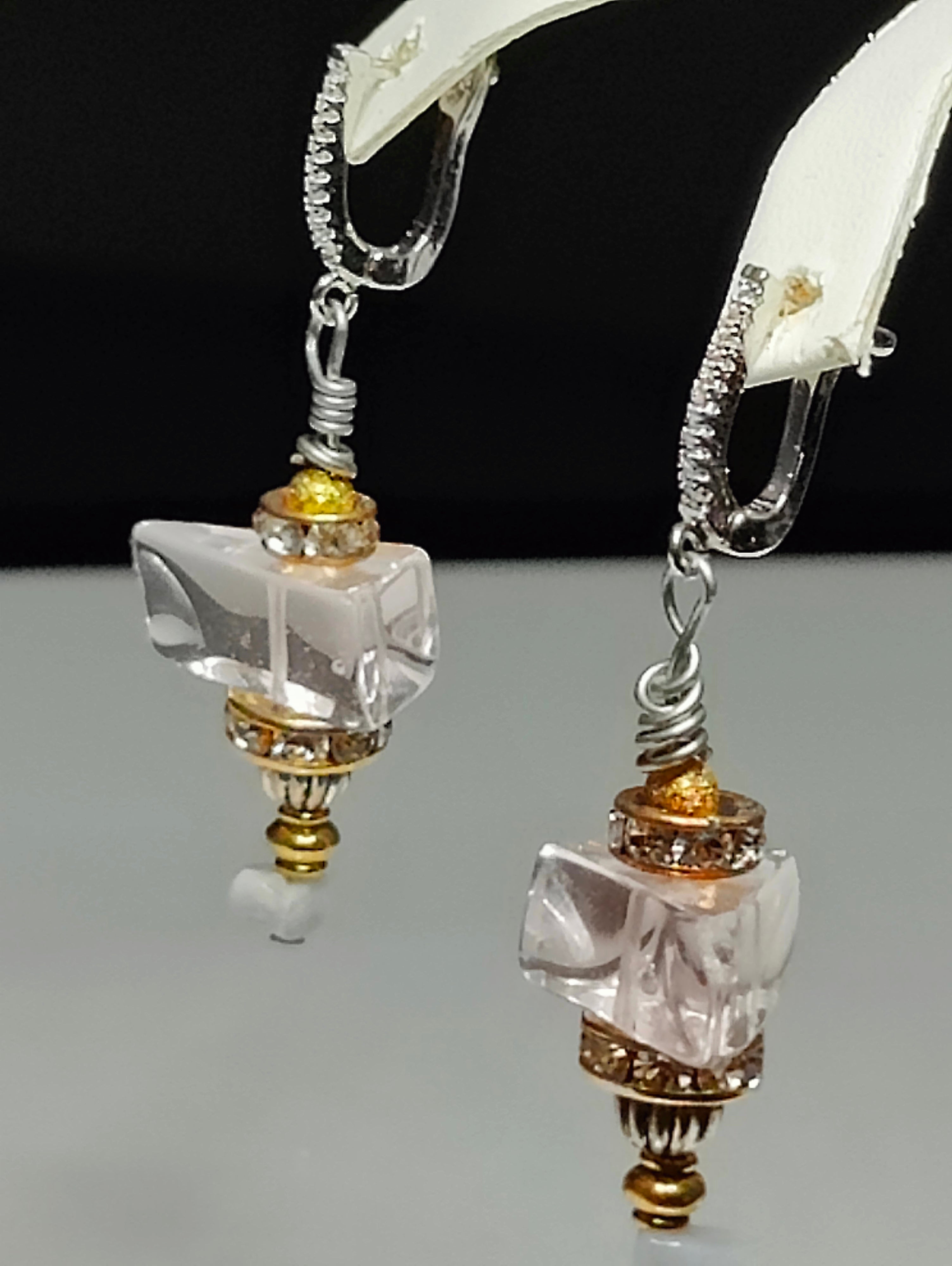 Triangle Quartz Earrings