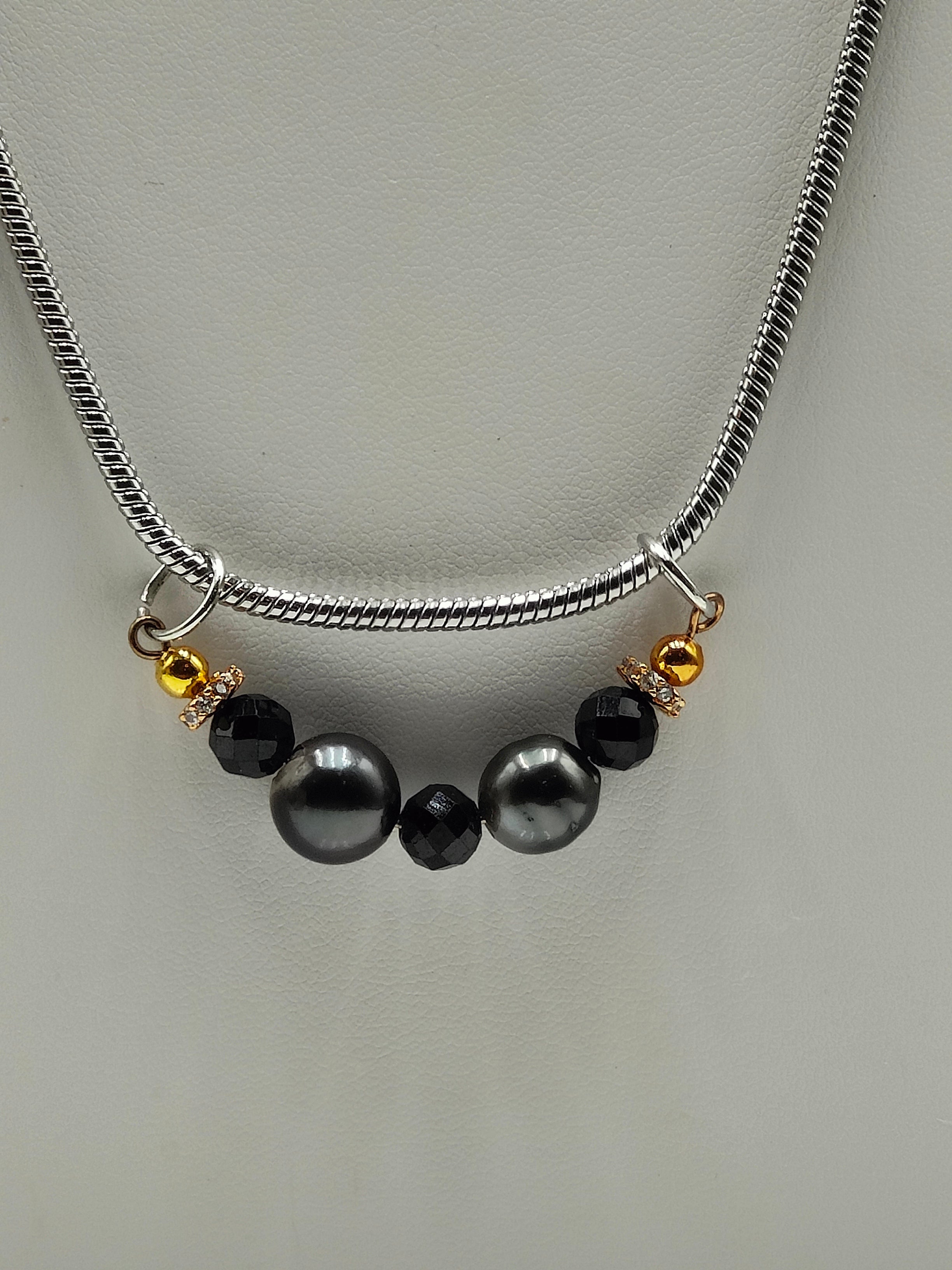 Black Pearl Slider Necklace