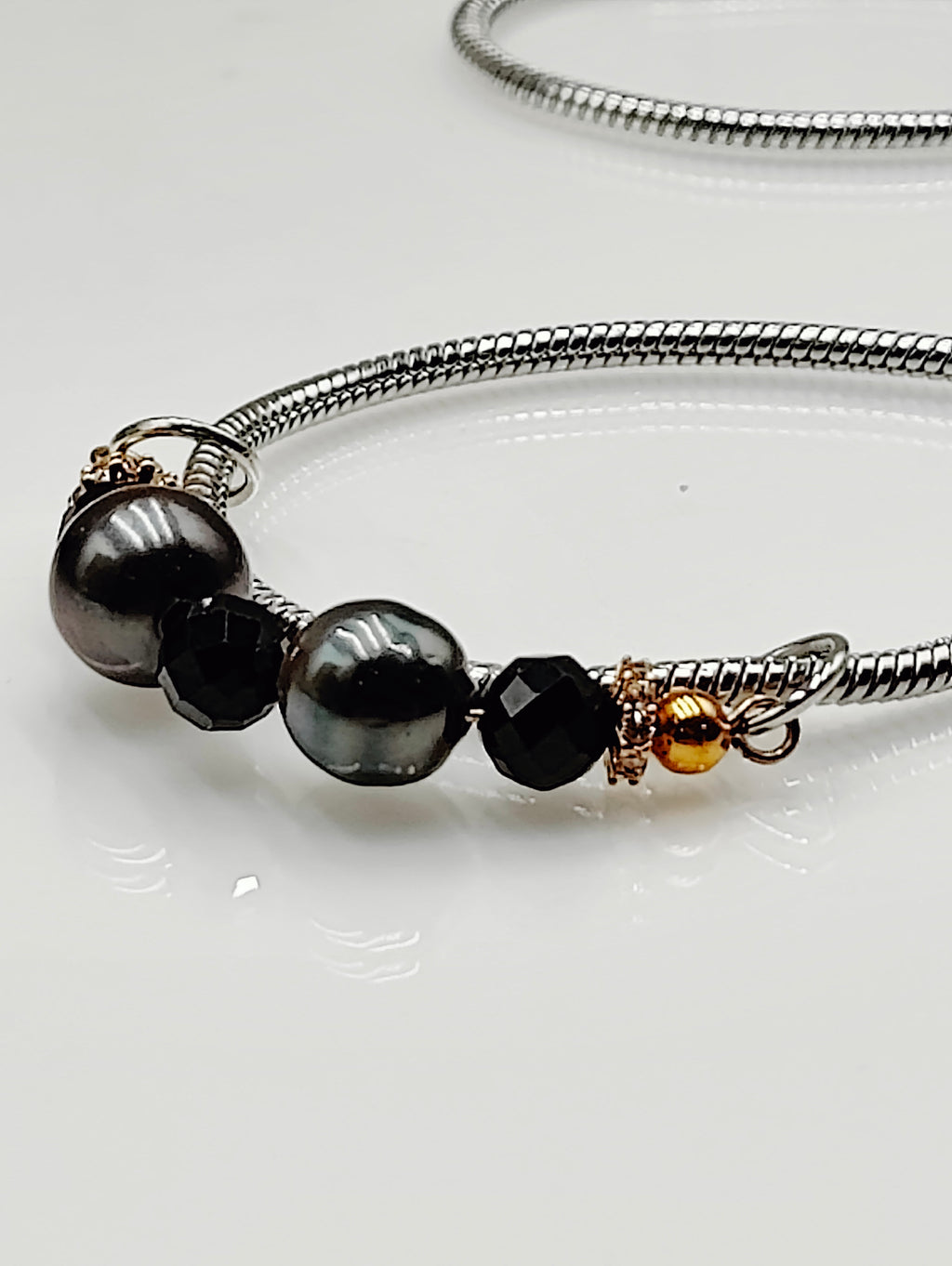 Black Pearl Slider Necklace
