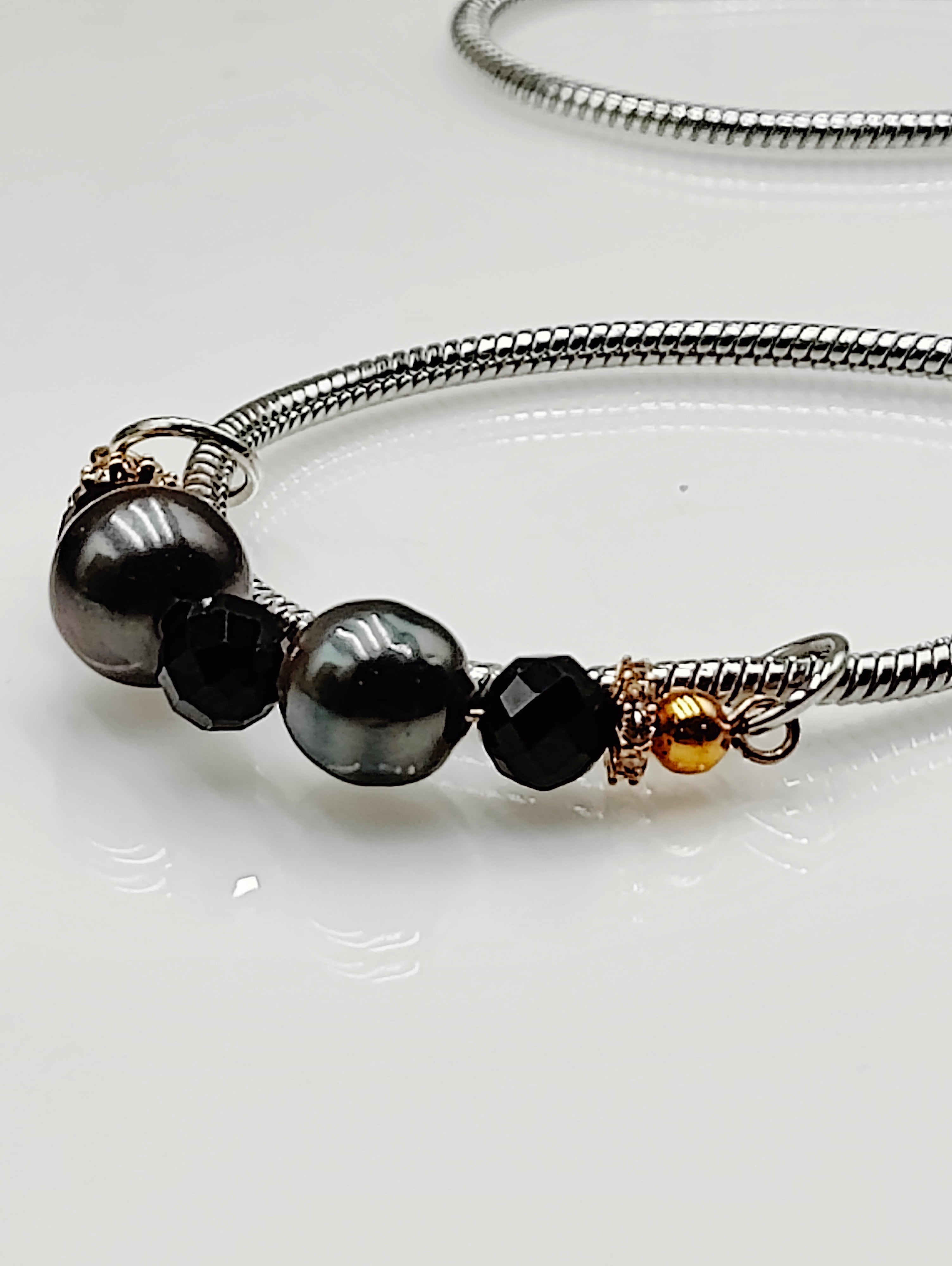 Black Pearl Slider Necklace