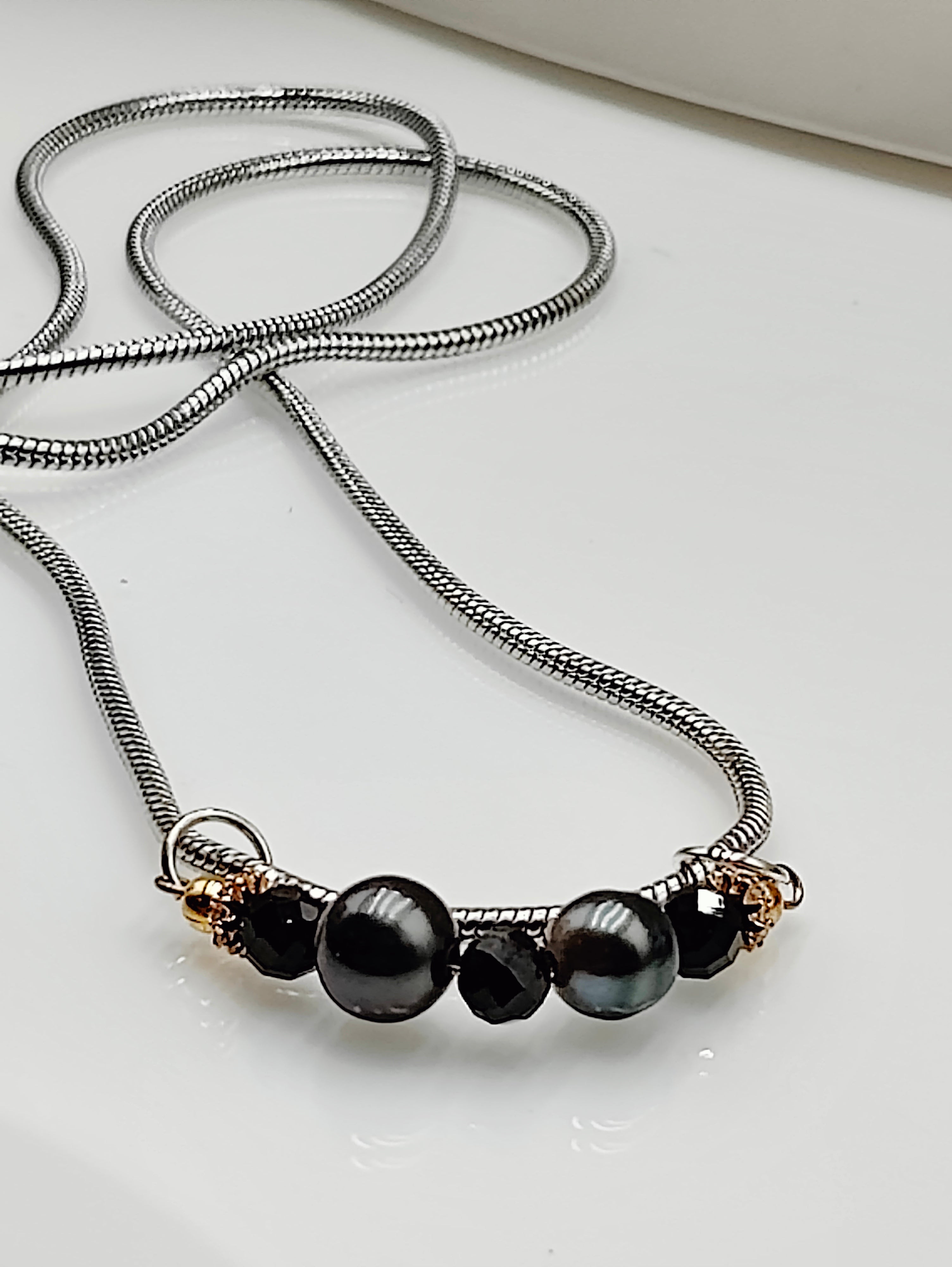 Black Pearl Slider Necklace