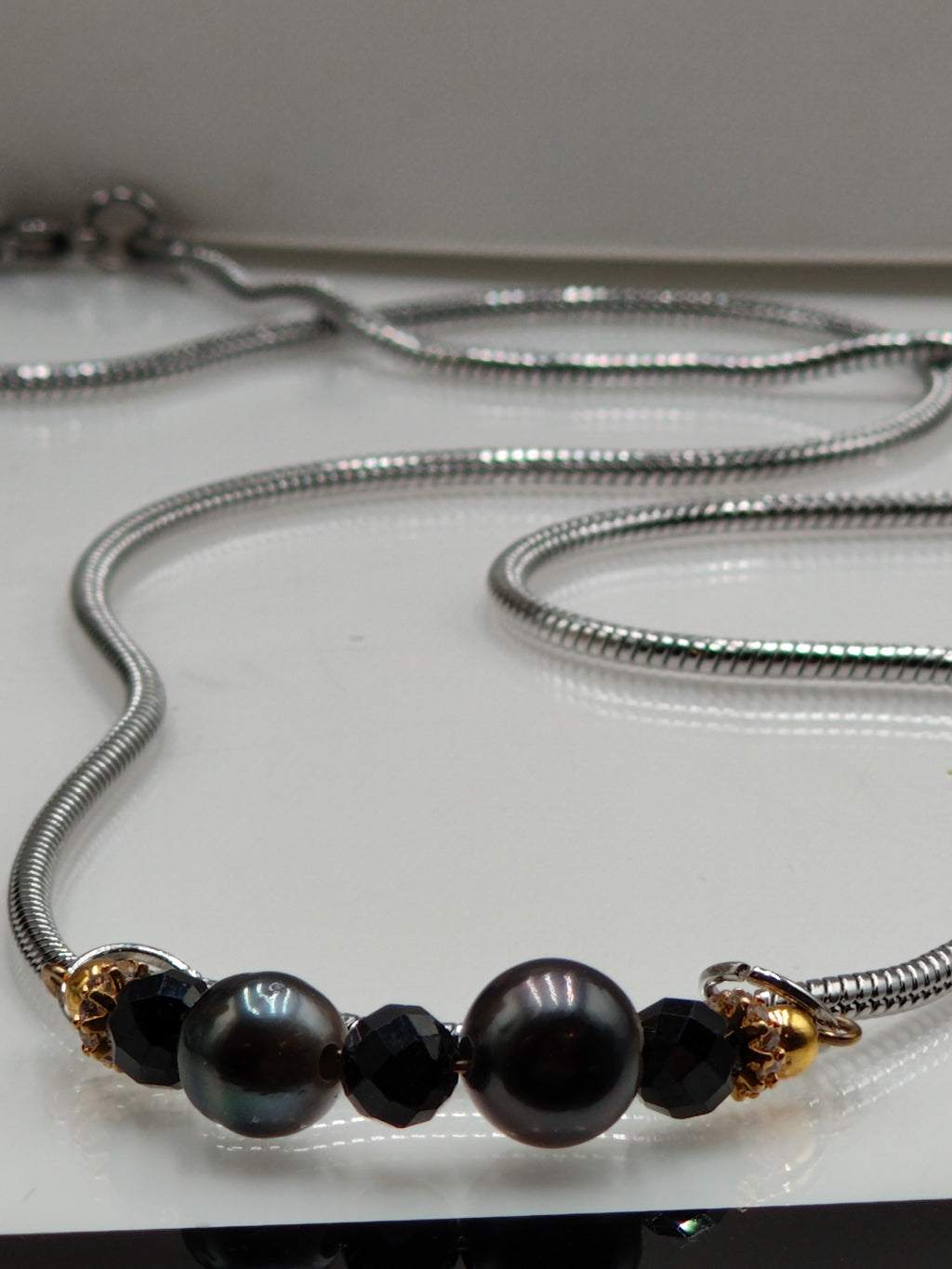Black Pearl Slider Necklace