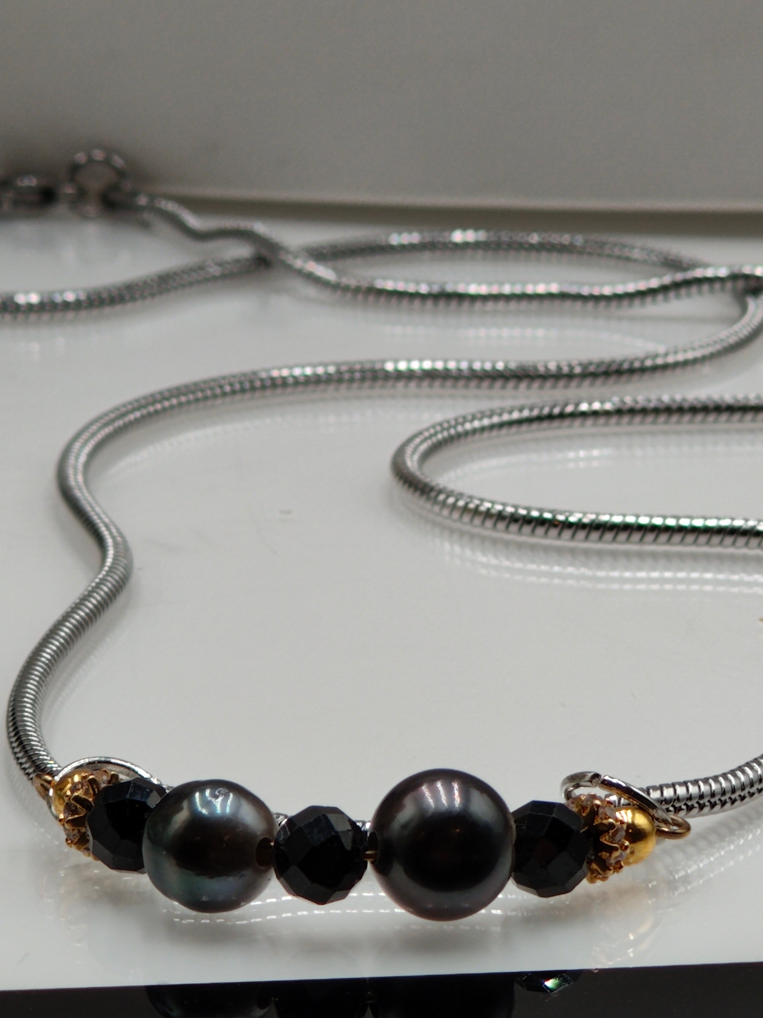 Black Pearl Slider Necklace