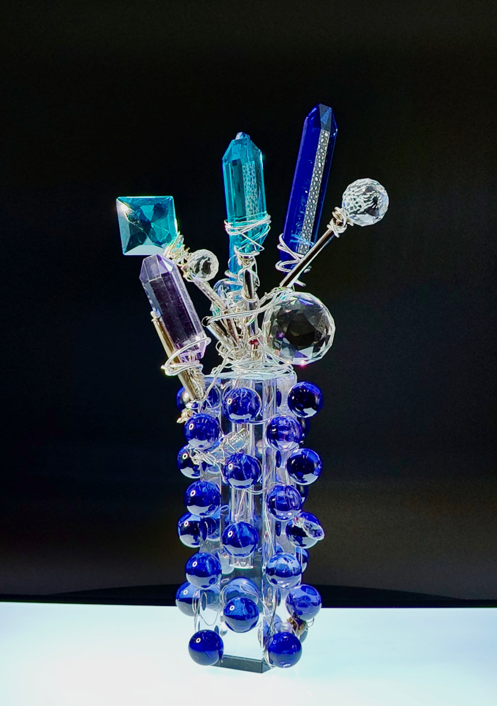 Blue Crystal Flora Sculpture