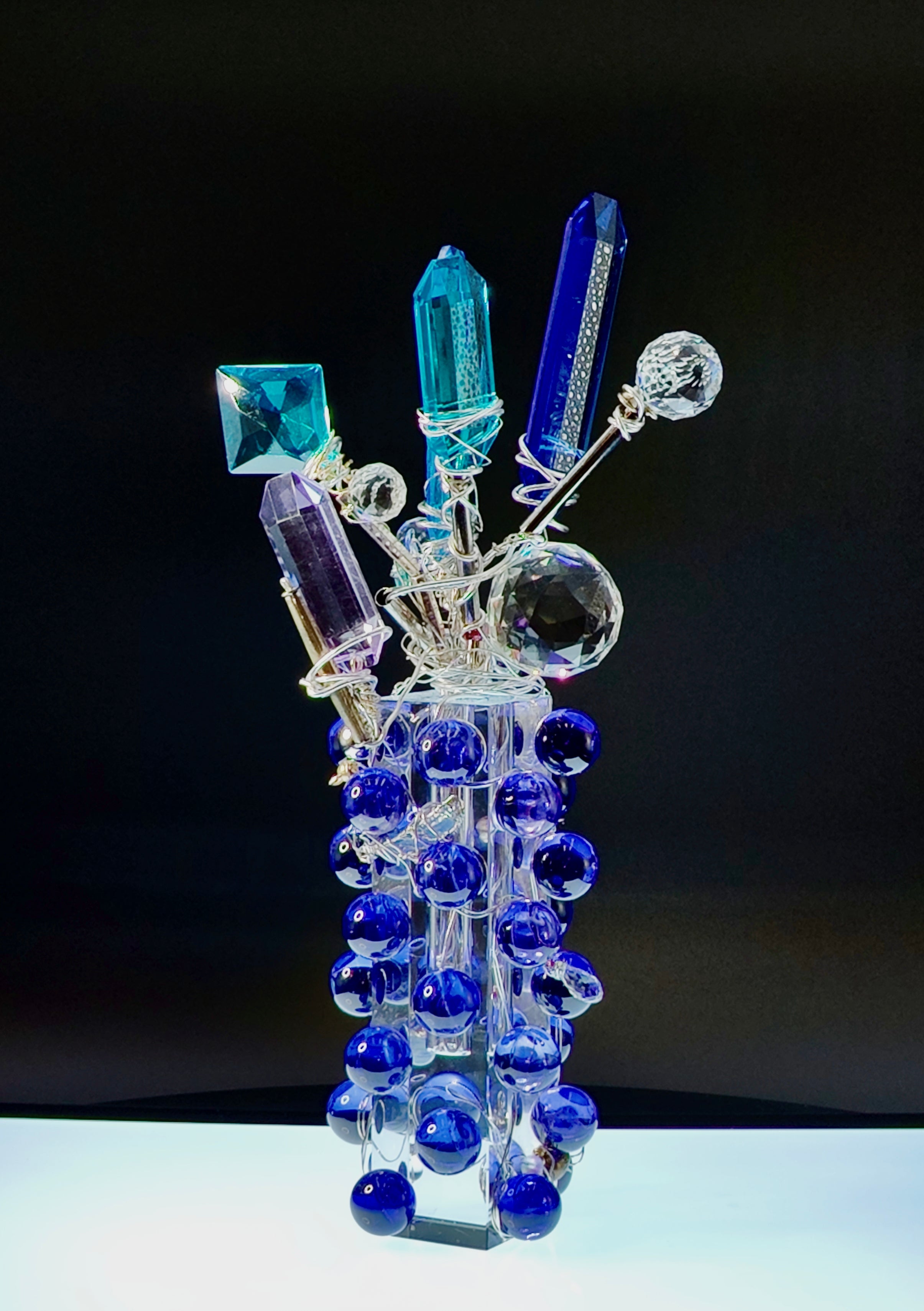Blue Crystal Flora Sculpture