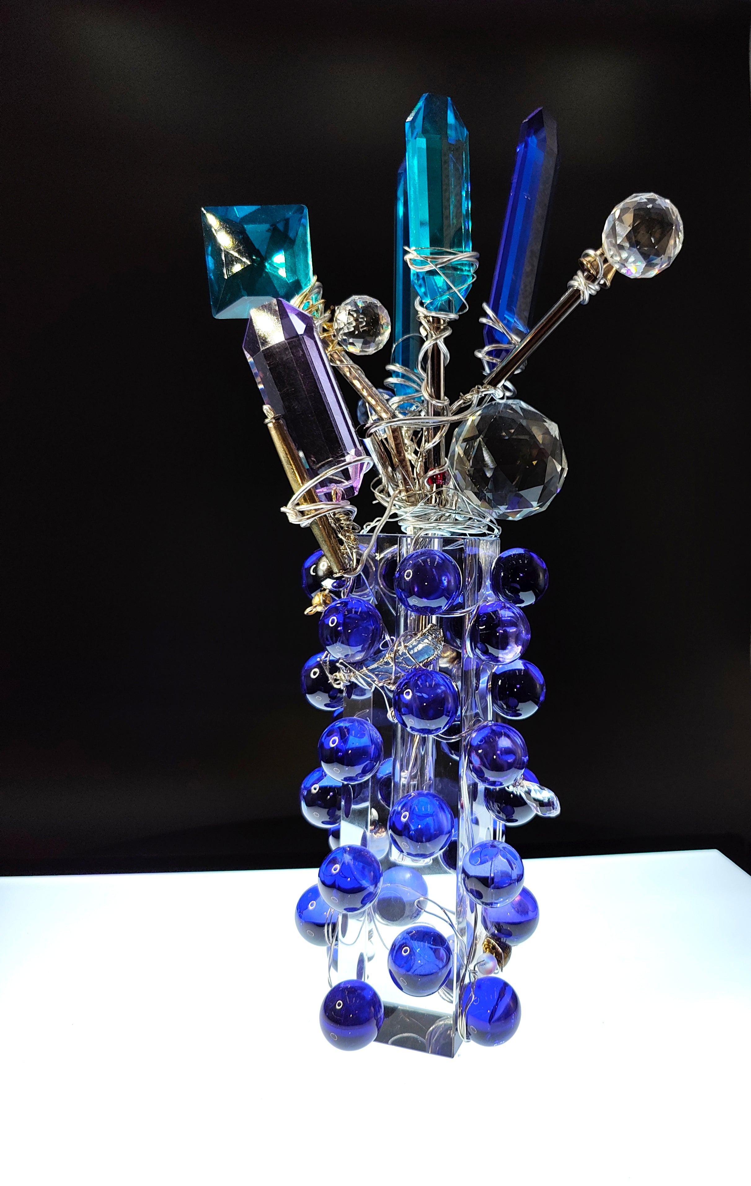 Blue Crystal Flora Sculpture
