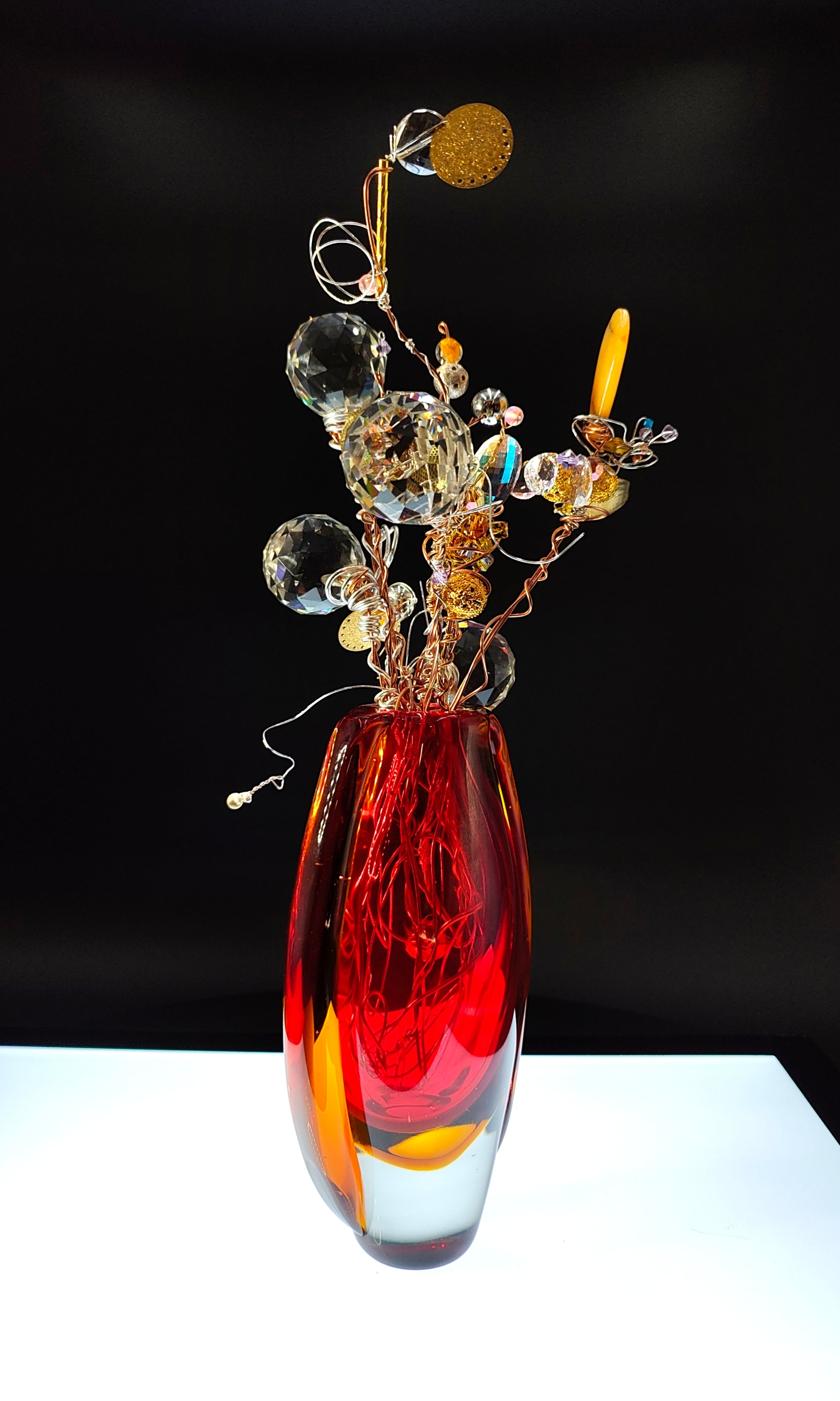 red flora sculpture