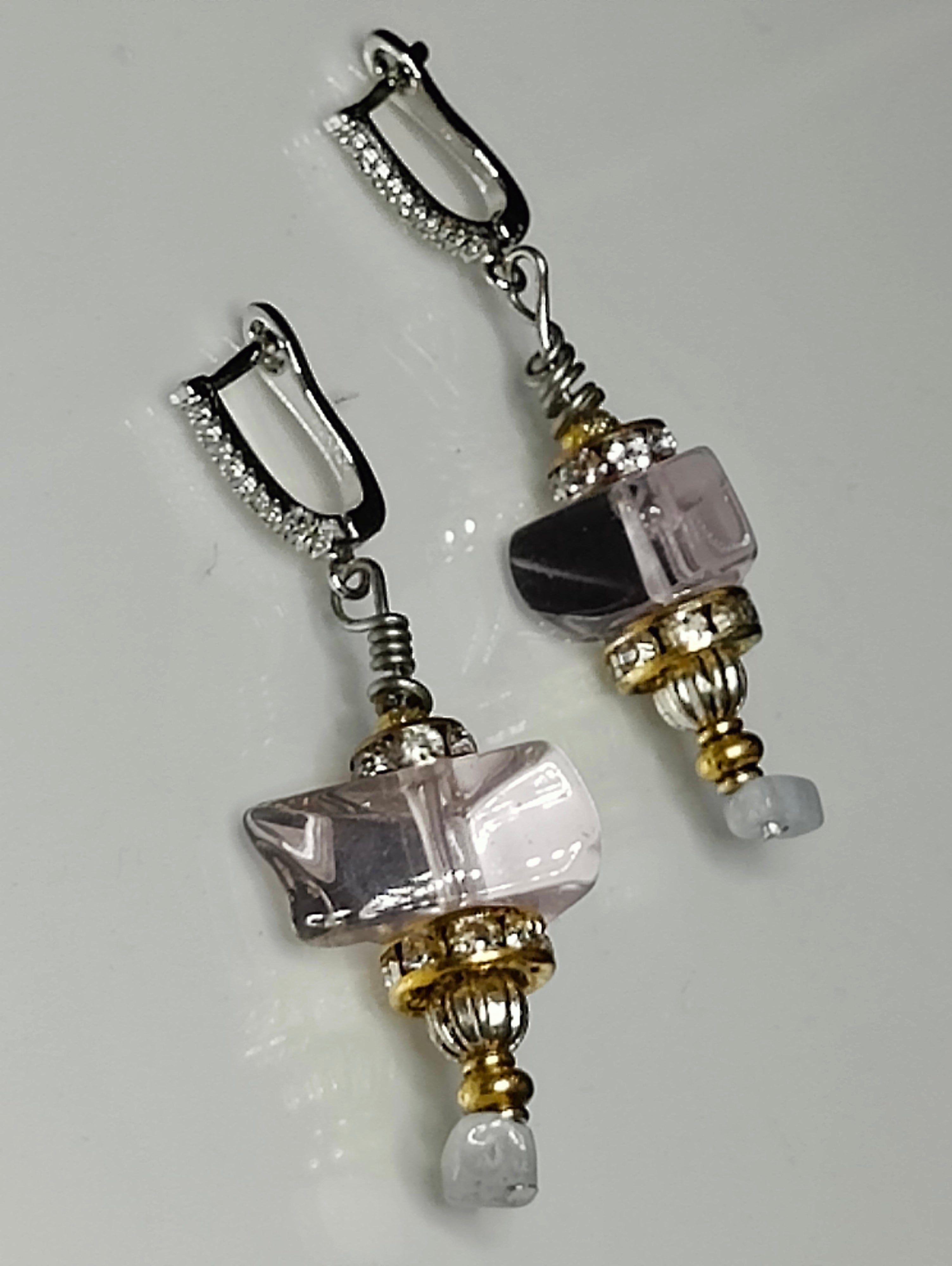 Triangle Quartz Earrings