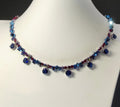 Sapphire Blue and Ruby Crystals Necklace