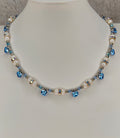 Aqua Crystals and Pearls Choker
