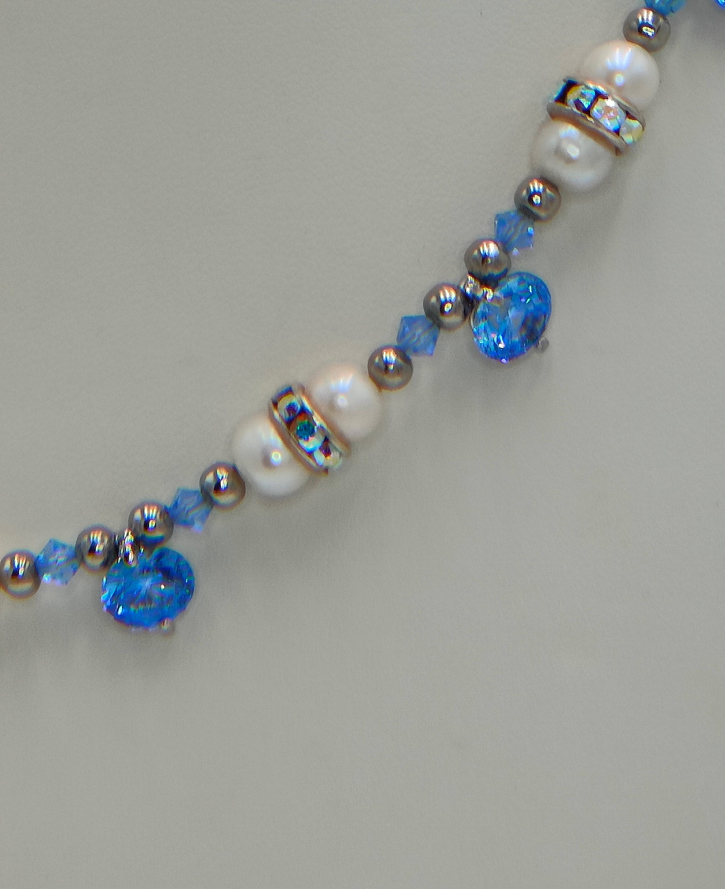 Aqua Crystals and Pearls Choker