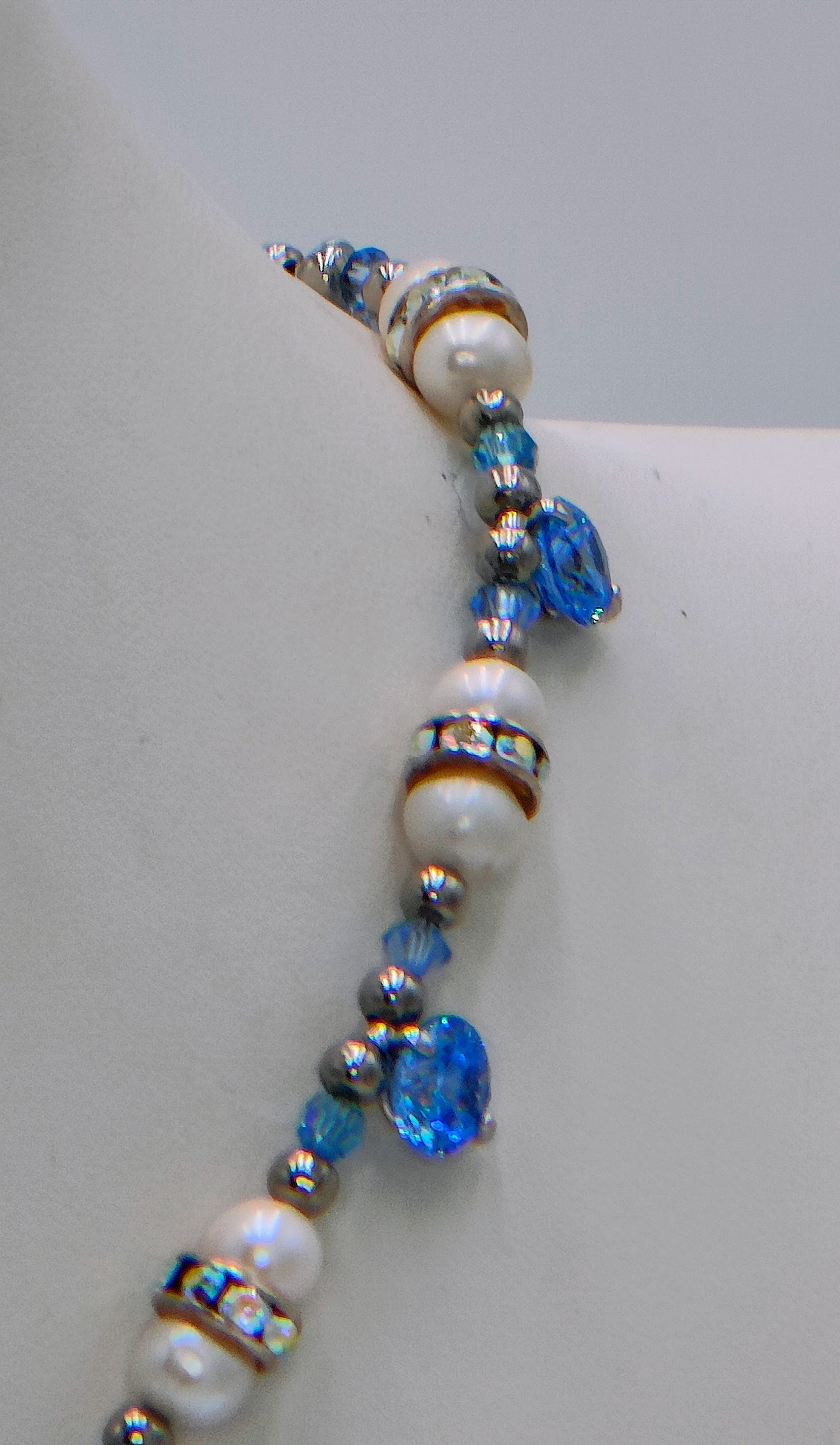Aqua Crystals and Pearls Choker