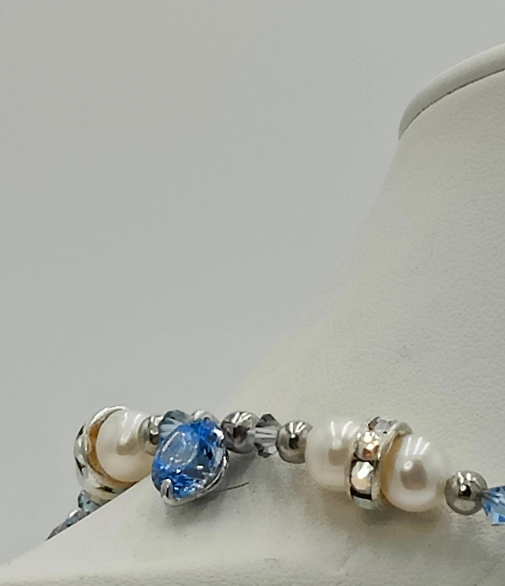Aqua Crystals and Pearls Choker